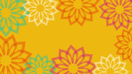 Vector. Perforated hand-drawn patterns Papel Picado. National Hispanic Heritage Month. Floral backgraund with copy space for text, for web banner, poster, cover, splash, social network. Line sketch.