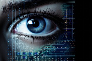Human Eye with Digital Overlay