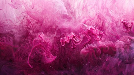 Abstract background created by pink acrylic paints dancing underwater in ocean like space with a smoky effect