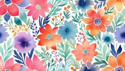 Floral Watercolor Surface Pattern Art in Multicolored Textures for Pillow Purses and Wallpaper digital illustration created with generative ai.