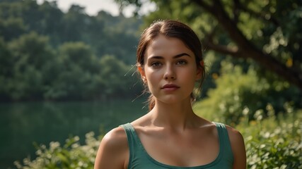 Immerse in the refreshing vitality of nature with a subject against a solid green backdrop ai_generated