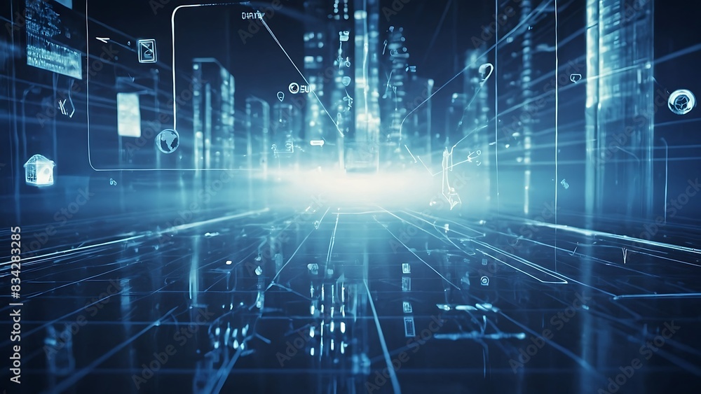Poster concept of digital transformation engineering systems binary code programming