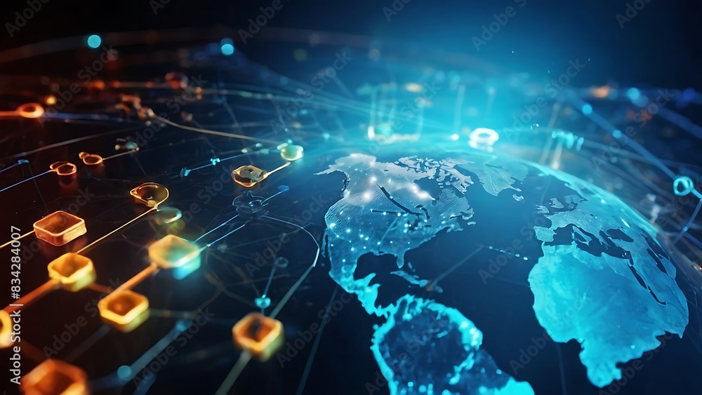 Poster concept of digital transformation engineering systems binary code programming
