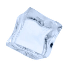 One crystal clear ice cube isolated on white