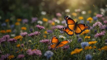  The delicate dance of butterflies amidst a field of wildflowers ai_generated