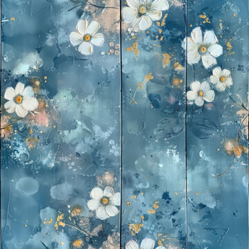 Floral Blooms Blossoms Triptych in Mixed Medium, Perfect for Home Decor, Wall Art, Backdrops,Printed Materials , Art Gallery