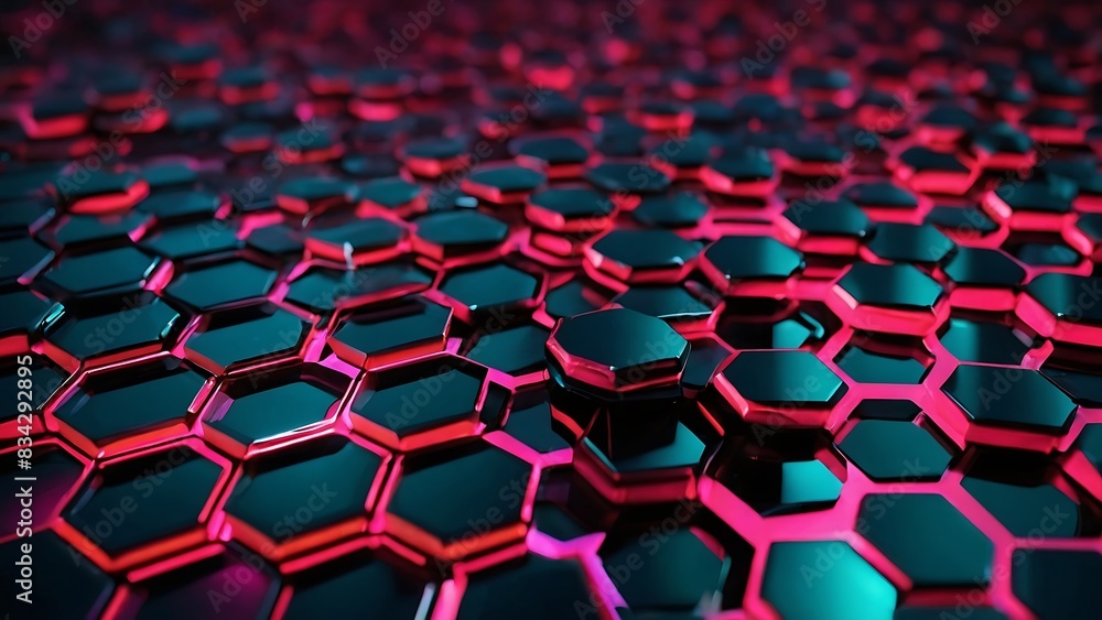 Poster abstract background hexagon pattern with glowing lights neon