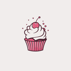 Cupcake Logo Vector Illustration   Bakery, Dessert, Sweet, Food, Icon