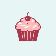 Cupcake Logo Vector Illustration   Bakery, Dessert, Sweet, Food, Icon