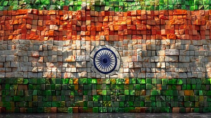 Background with the image of the flag of India. A template for the design of a banner, poster and greeting card for a website. The concept of Indian Independence Day and Republic Day