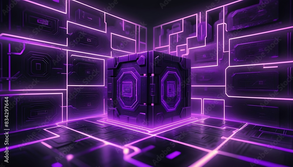 Aufkleber dark violet hexagonal technology abstract vector background with purple color.
