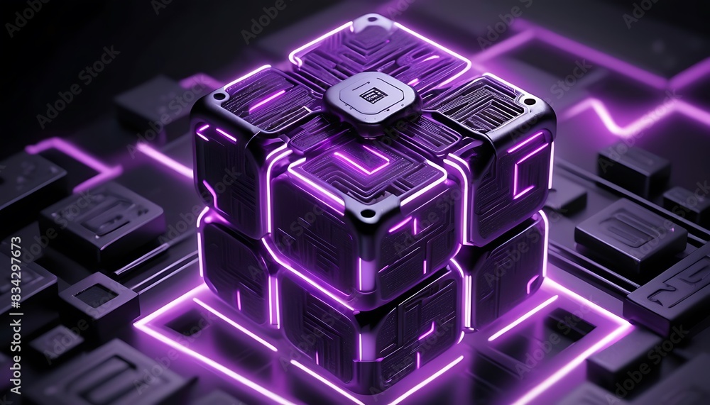 Poster dark violet hexagonal technology abstract vector background with purple color.
