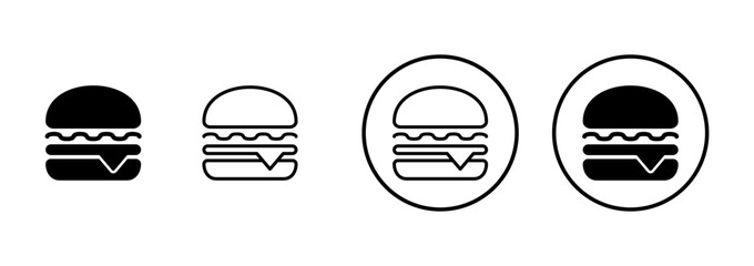 Hamburger icon vector isolated on white background. Burger and hamburger icon. Fast food vector icon