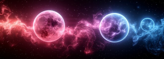  Colorful space galaxy cloud nebula in light crimson and light azure, glowing color in sky space, universe science astronomy background wallpaper illustration