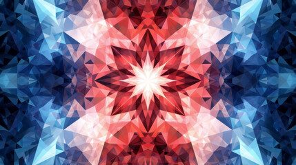 A colorful abstract design with a red star in the center
