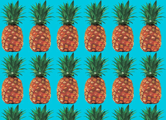 Fototapeta premium Pineapple summer pattern design blue