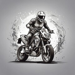 Track and competition motorcycle AI logo illustration, speed extreme sports