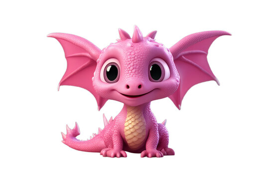 dragon baby happy collection pink cartoon 3d render transparent style character olated background prehistoric dude weird cool lovely children zoo beast jurassic adorable crazy tiny