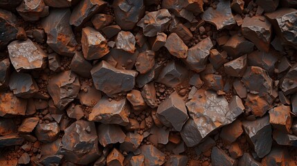 Raw Ore Brown And Gray Rocks With Texture, Suitable For Backgrounds, Industrial Design, Geology Studies, Earth Tones
