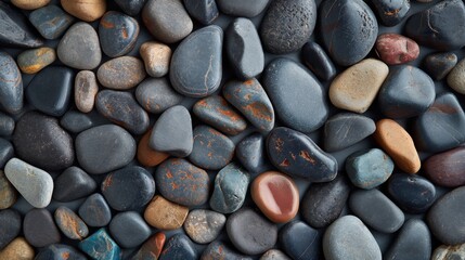 Smooth River Rocks in Natural Arrangement for Zen, Meditation, and Spa Decor, Emphasizing Earth Tones and Organic Shapes in a Tranquil and Aesthetic Design
