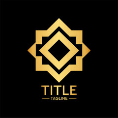 Geometric Golden Shape Logo - A modern and luxurious logo design featuring a geometric shape in golden color, perfect for businesses and brands looking to convey elegance, sophistication.