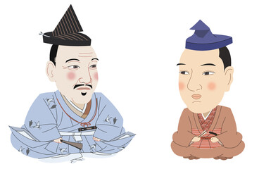 北条氏康　明智光秀　肖像画デフォルメ