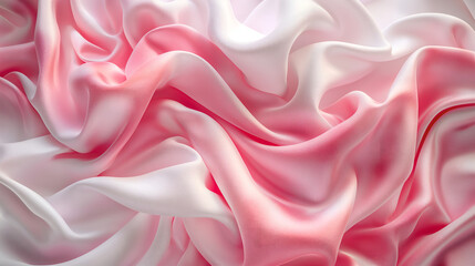 Fototapeta premium Elegant flowing pink and white fabric waves.