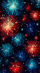 Fototapeta premium A colorful fireworks display with red, blue, and yellow fireworks
