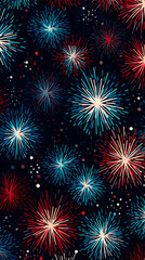 Naklejka premium A colorful fireworks display with red, white, and blue fireworks