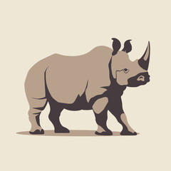Obraz premium Unyielding Rhino Flat Vector Art Simple Vector Icon Style Illustration