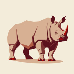 Obraz premium Unyielding Rhino Flat Vector Art Simple Vector Icon Style Illustration
