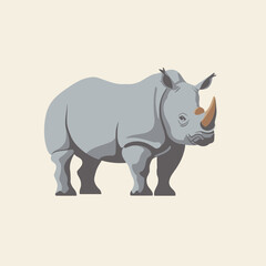 Obraz premium Unyielding Rhino Flat Vector Art Simple Vector Icon Style Illustration