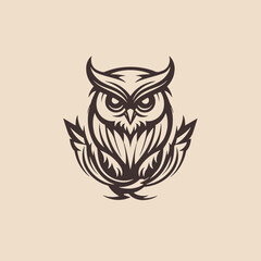 Wise Owl Logo Single Colour Logo Style Vector Art