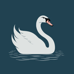 Fototapeta premium Swan Vector Illustration Bird, Graceful, White, Wildlife, Icon