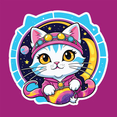 Fototapeta premium Cool Cat Stickers with hiphop for Cat Lovers