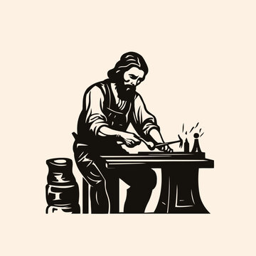 recommend clip art: Blacksmith Vector Illustration   Forge, Metalworking, Craftsman, Hammer, Icon