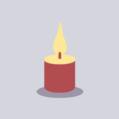 Candle Flat Vector Illustration   Flame, Light, Wax, Illumination, Icon
