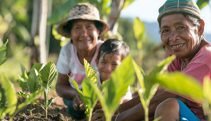 Family reforesting, climate change