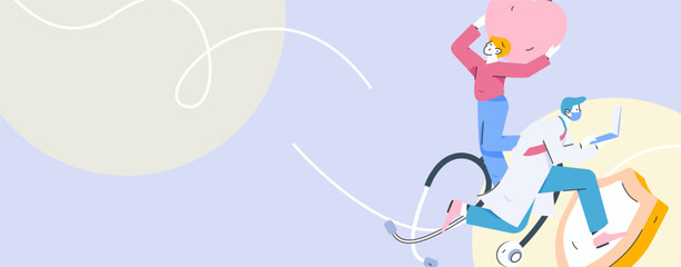 Medical characters fighting the epidemic flat vector concept operation hand drawn illustration
