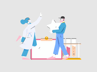 Medical characters fighting the epidemic flat vector concept operation hand drawn illustration
