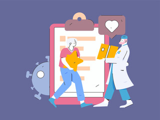 Medical characters fighting the epidemic flat vector concept operation hand drawn illustration
