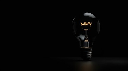 A conceptual image of a light bulb representing an idea emerging from the darkness, with room nearby for text 
