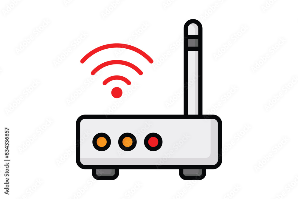 Poster broadband icon. internet with signal. icon related to utilities. colored outline icon style. utiliti