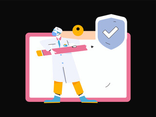 Medical characters fighting the epidemic flat vector concept operation hand drawn illustration
