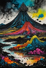 Fototapeta premium Abstract Volcano Landscape