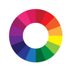 Fototapeta premium Color wheel vector. Bright color spectrum. Circular rainbow icon. Vibrant gradient design.