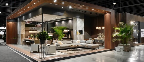 Fototapeta premium modern expo booth on a trade show related to interior design 