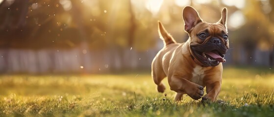 french bulldog playing outdoors on a lush green park
