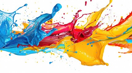Colorful paint splashing on white background