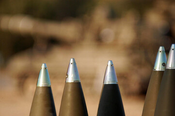 Rockets are ready to be fired from a self-propelled artillery